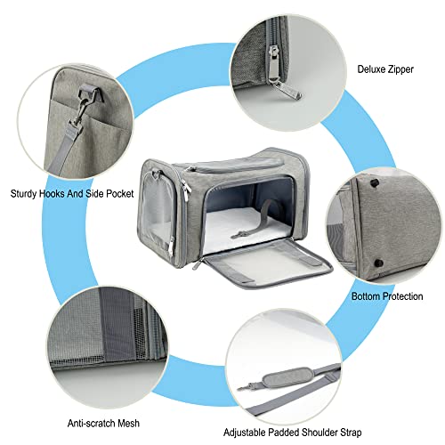 Soft Sided Carrier for Small Medium Cats Dogs (20.0"L x 13.0"W x 13.0"H / Grey)