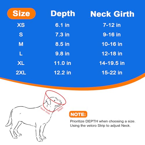Dog Cone Collar with Soft Liner to Stop Licking (Grey / XS(Depth: 6.1, Girth: 9.5-11.5 ))