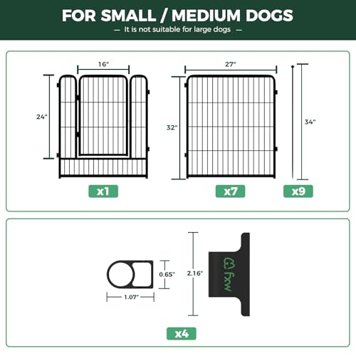 Rollick Dog Playpen with Fence (Black / 32"H)