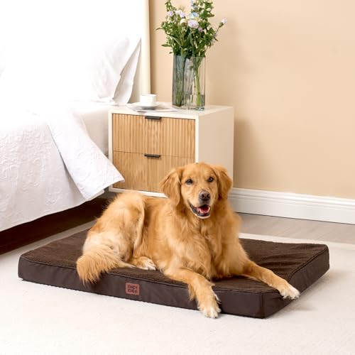 Orthopedic Dog Bed Large with Removable Washable Cover (47*29*3.5 inches / Brown)