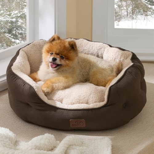 Small Dog Bed Washable (25"L x 21"W x 8"Th / Brown-warming)