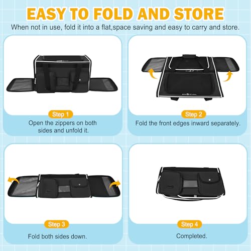 Large Cat Carrier Soft Sided Travel Pet Carrier Airline Approved (Black 1)