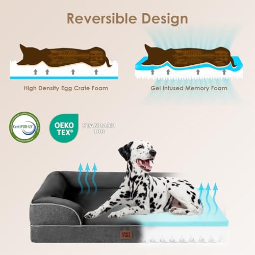 Orthopedic Dog Beds Large Sized Dog (Dark Grey / 35.0"l X 22.0"w X 6.5"th)