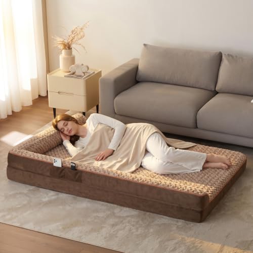 Orthopedic Washable Dog Bed (Beige Coffee / 61.0"l x 43.0"w x 7.5"th)