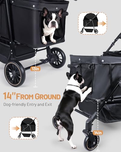Dog Stroller for Medium & Large Dogs Up to 66 lbs (Classic Black)