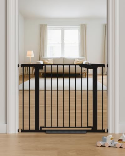 30 40.6 in Baby Gate for Stairs and Doorways (Black / 30-40.6"W x 30.5"H)