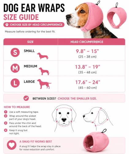 Dog Ear Wrap for Dogs (PINK / Small)