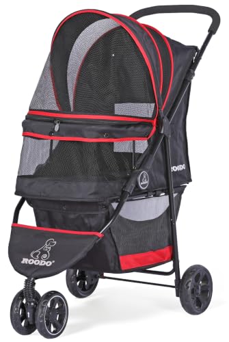 Escort 3 Wheel Dog Cat Pet Stroller for Small (Black/red / 33x37 Inch (Pack of 1))