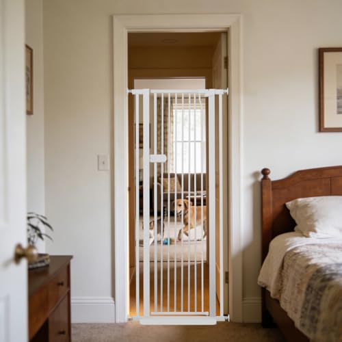 Extra Tall Cat Gate 61.02" High 26.18" (61.02" H-white / 26.18"-29.91" W)