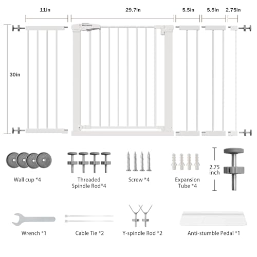29.7 57" Extra Wide Baby Gate (White / 29.7-57"W x 30"H)