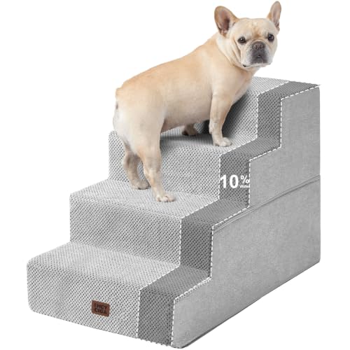 Dog Stairs for Bed 18" H (Light Grey / Extra Wide 16.5" x 28" x 18")