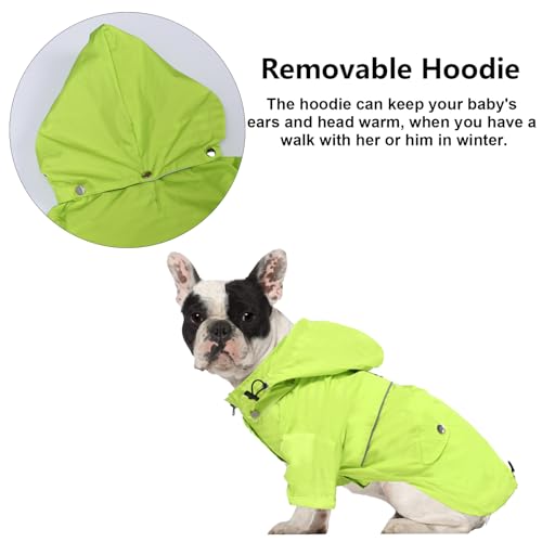 Dog Zip Up Raincoat with Reflective Buttons (Large / Light Green)