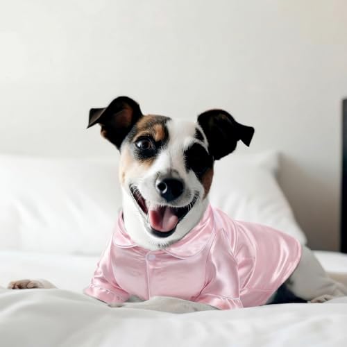 Dog Silk Pajamas Shirt Puppy Satin Pjs for Small Dog (M / Pink)
