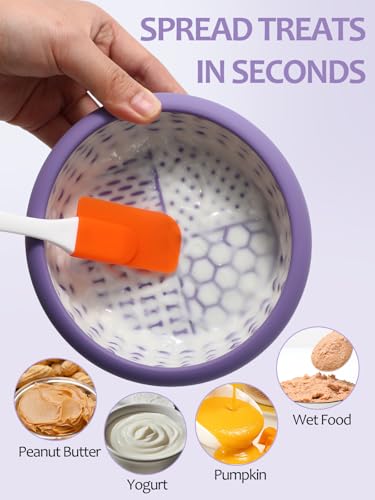 Dog Lick Bowl with Brush and Scraper (Purple / Small)