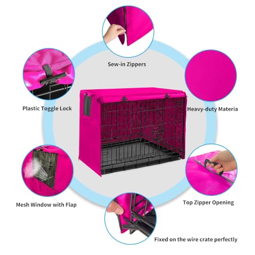 Dog Crate Cover 48 Inch Waterproof 600D Oxford with 1 (48.0"L x 30.0"W x 33.0"H / Pink Cover(only Cover))