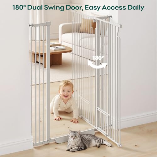 53in Extra Tall Cat Gate for Doorway (White / 53" Tall, 29.5-40.6" Wide)