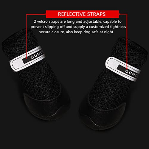 Dog Shoes for Small Dogs Hot Pavement Puppy Dog Boots & Paw Protectors (Black / size 4: 1.89"x1.51"(L*W))