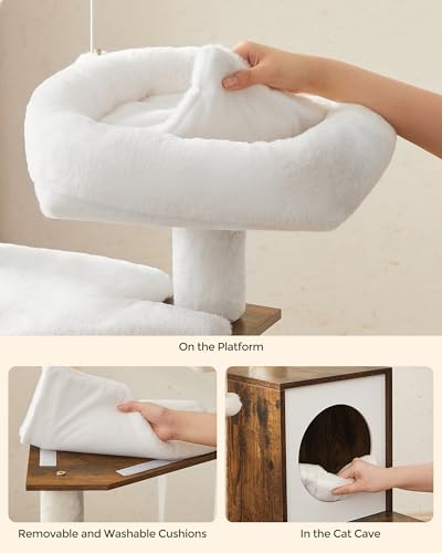 Cat Tree with Litter Box Enclosure (Rustic Brown)