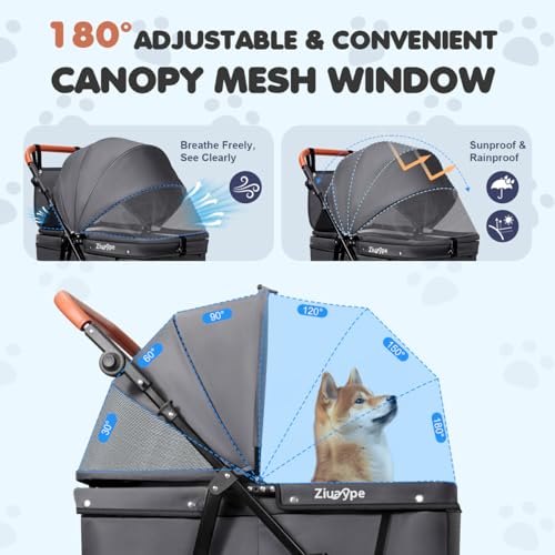 Dog Stroller for Large & Medium Dogs (Gray)