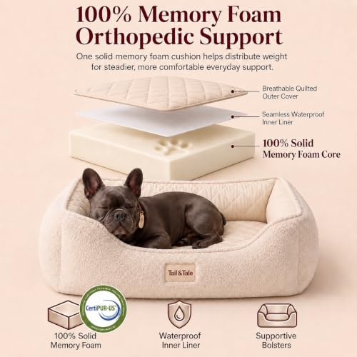 Cooling Orthopedic Dog Bed for Medium Dogs (Beige / 38"L × 29"W (M))