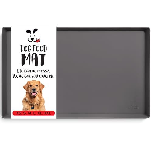 Dog Food Mat Waterproof Dog Bowl Mat for Food and Water (28"L x 18"W / Shadow)