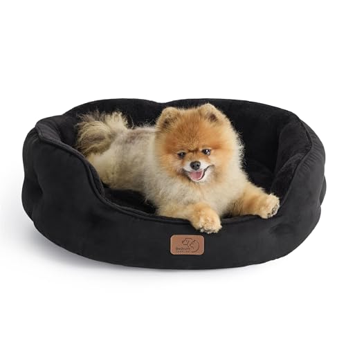Small Dog Bed Washable (25"L x 21"W x 8"Th / Black)