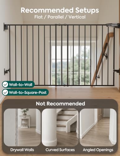 Baby Gate for Stairs (Black / 34" H, 29-49" W-Wide)