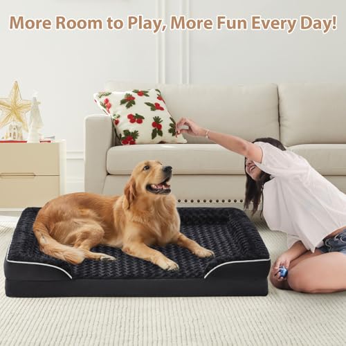 Orthopedic Washable XXL Dog Bed for Senior Dog Cozy Sleep (54.0"l X 36.0"w X 7.0"th / Light Black)