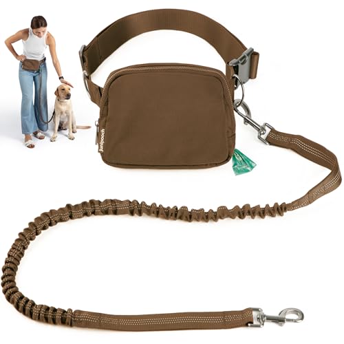Hands Free Dog Leash with Dog Treat Pouch (Caramel)