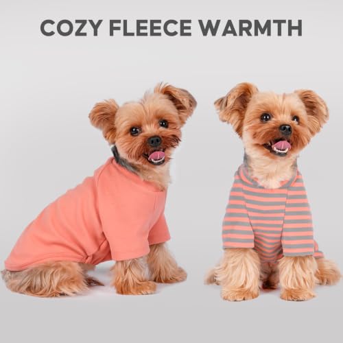 3Pack Dog Sweater with Sleeves Fleece Shirt for Medium Dogs (X-Large (30-50lbs) / 01# 3Pack(Orange+Grey+Stripe))