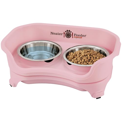 Express Mess Proof Cat Bowls Elevated (Cat w/ Standard Bowls / Pink)