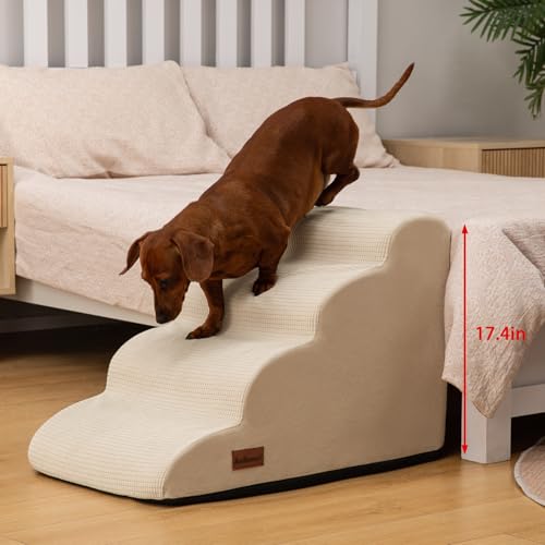 Dog Steps for Bed or Couch (Beige / Standard 4-Step 17.4"H)