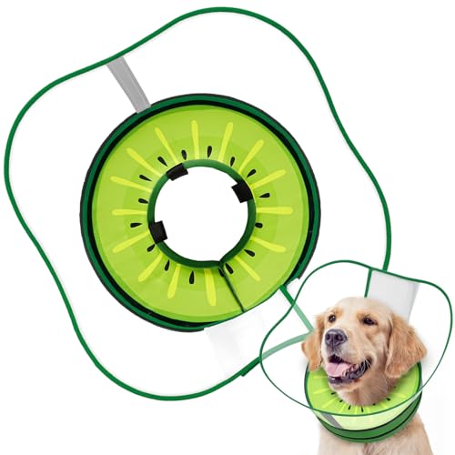 Sponge Dog Cone Collar Stop Licking After Surgery (Kiwi / L(Neck 11"-14.5"))