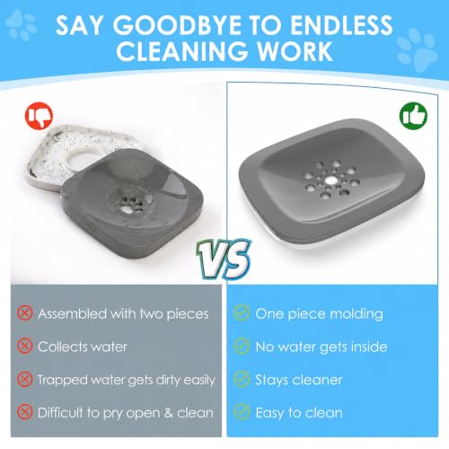 3L No Spill Dog Water Bowl with Slow Drinking Disk (Gray)