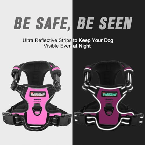 Dog Harness No Pull for Medium Sized Dog Front Back Clips (Medium(Chest:22.5-28") / Pink)