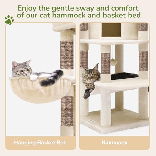 Corner Stable Cat Tree Tower with Scratching Post (51inch / Beige)