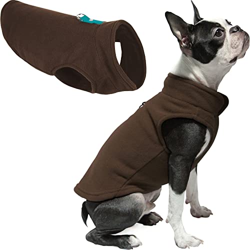 Fleece Vest Dog Sweater (Brown-Turquoise / Medium (Around 11-lb))