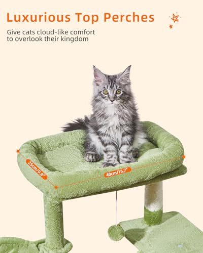 Cat Tree 38.5In Cat Tower for Indoor Cats (Green / 38.5 Inches)