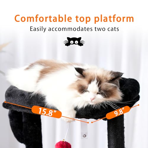 Cat Tree 40" Tower with All (Black and Red / 39.4 inch)