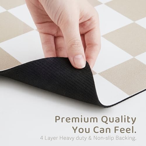 Checkered Dog Feeding Mat (19"L x 12"W / Beige)
