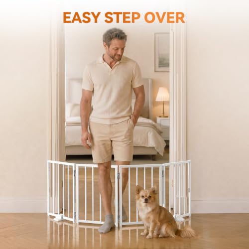 Small Dog Gate Indoor (White / Up to 72" W, 16.5" H)