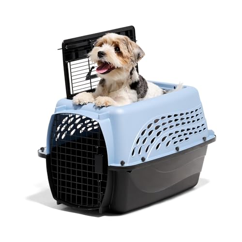 Two Door Plastic Pet Kennel for Small Dogs and Cats (Two-door / 24.1"L x 16.8"W x 14.5"H / BLUE)