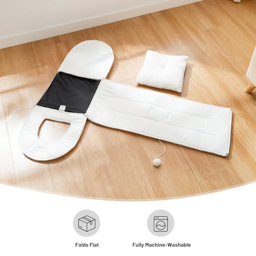2in1 Cat Bed Cave for Indoor Cats & Small Dog (L - 17.0"L x 20.0"W x 15.9"H / Cream)