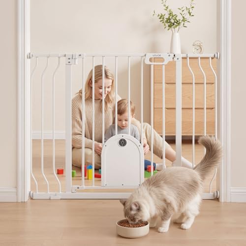 Baby Gate for Stairs (White / 29.5-43" Wide x 30" Tall)