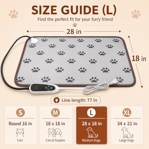 Dog Heating Pad 28x18in with Normally Open Function (28.0"L x 18.0"W)