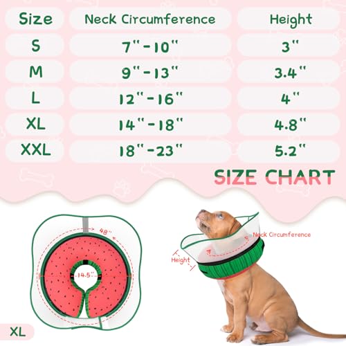 Raised Inflatable Dog Cone Collar to Stop Licking (Watermelon / XL(Neck 14"-18"))