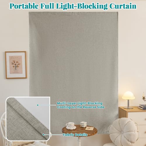 100% Blackout Adhesive Blackout Curtains (52"W x 84"L (Pack of 1) / Light Brown)