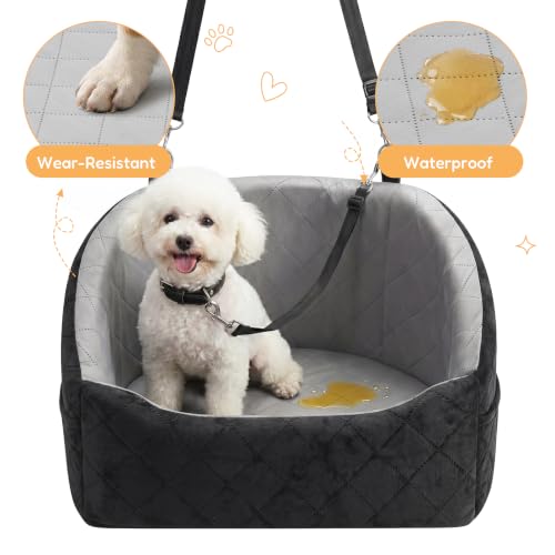 Dog Car Seat for Small Dogs Up to 30 Lbs (Light Gray-Black(Waterproof & Wear-Resistant) / Small)