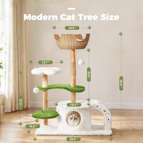 Modern Cat Tree (White&Green / 45.6'')