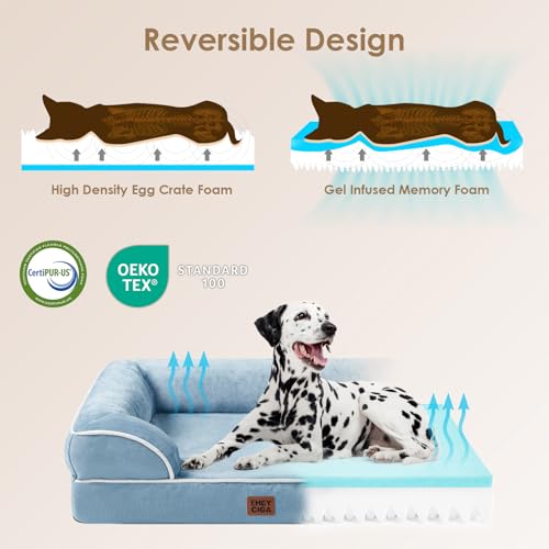 Orthopedic Dog Beds Large Sized Dog (Washed Blue / 36.0"l X 27.0"w X 6.5"th)